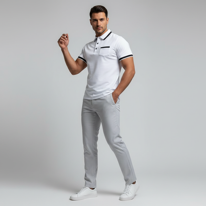 Elegant Men's Polo Shirt | Classic Fit Long Sleeve Polo