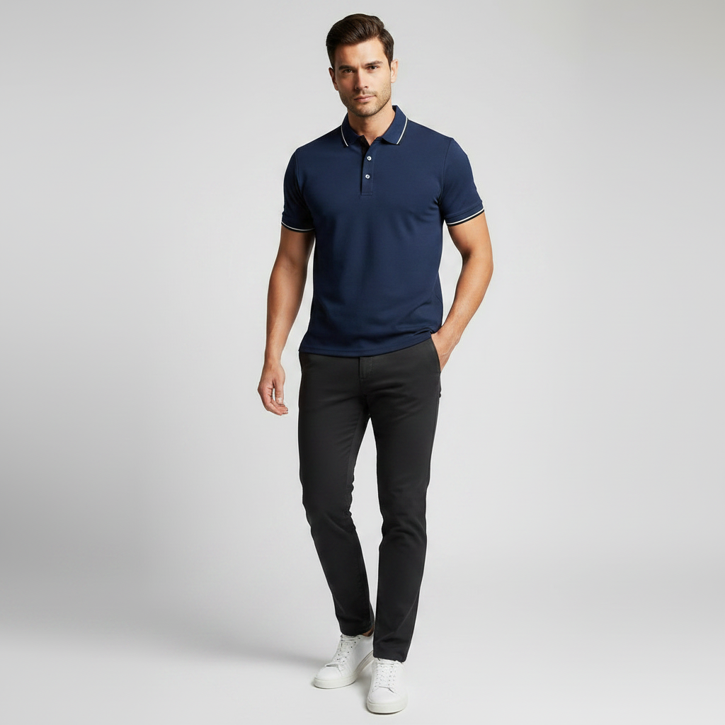 Elegant Men's Polo Shirt | Classic Fit Long Sleeve Polo