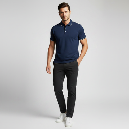 Elegant Men's Polo Shirt | Classic Fit Long Sleeve Polo