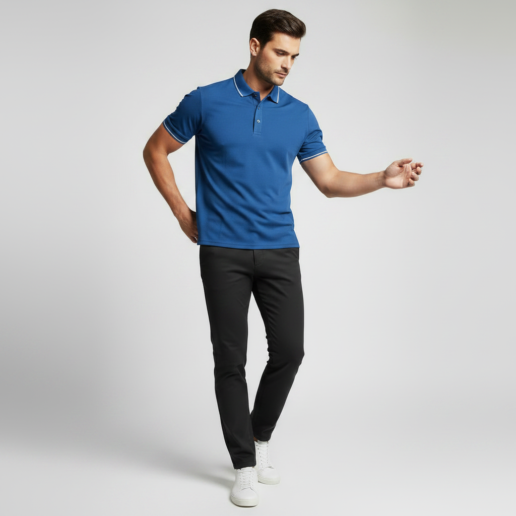 Elegant Men's Polo Shirt | Classic Fit Long Sleeve Polo