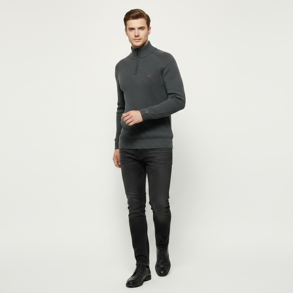 Men's Half Zip Sweater | Slim Fit Knitted Jumper
