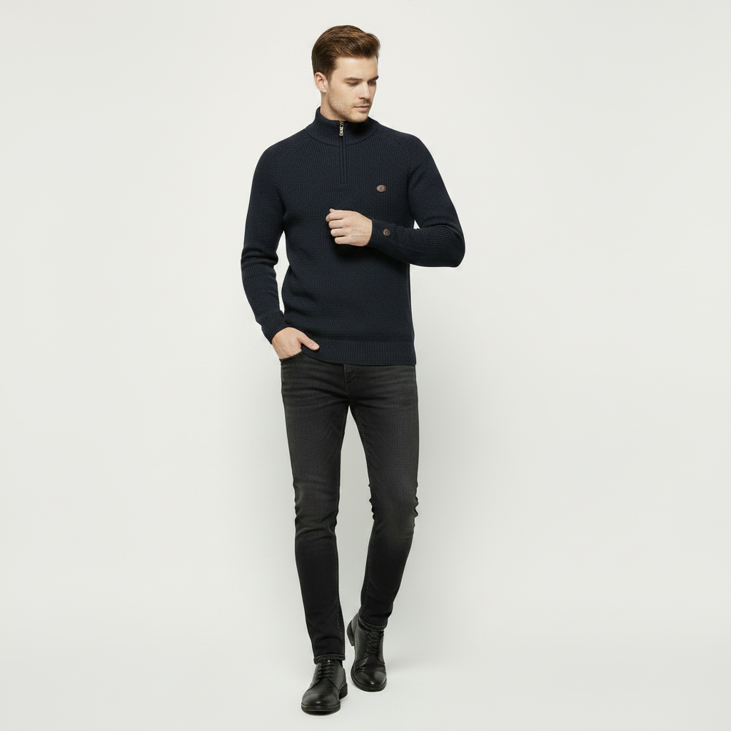 Men's Half Zip Sweater | Slim Fit Knitted Jumper