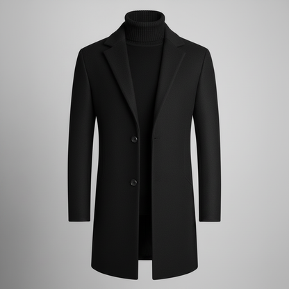 Men's Long Coat with Notched Lapel | Men's Overcoat