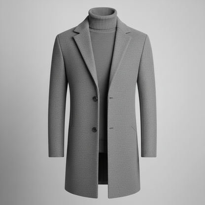 Men's Long Coat with Notched Lapel | Men's Overcoat