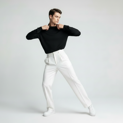 Men's Straight Fit Pleated Trousers | Formal Pants