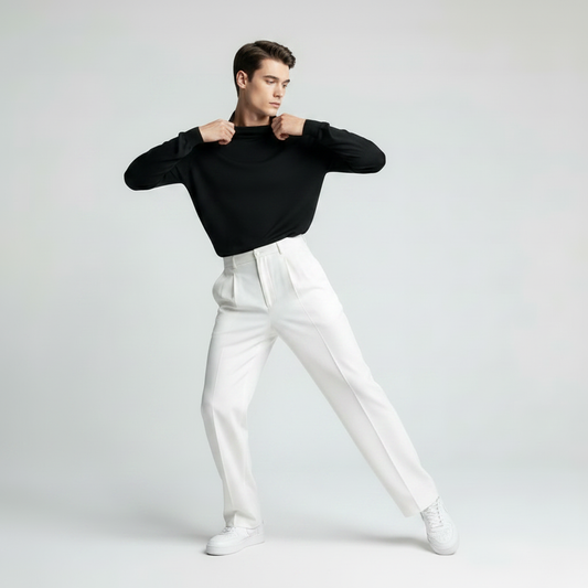 Men's Straight Fit Pleated Trousers | Formal Pants
