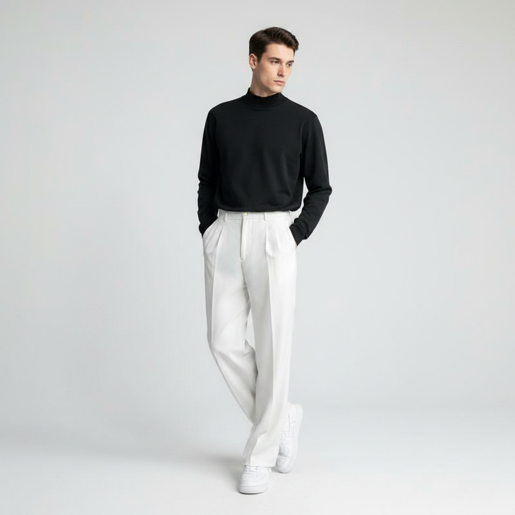 Men's Straight Fit Pleated Trousers | Formal Pants
