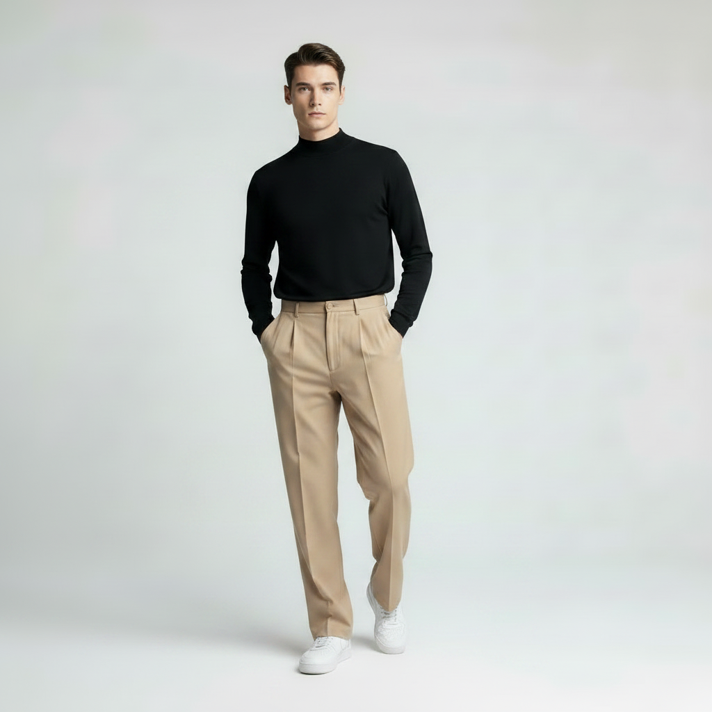Men's Straight Fit Pleated Trousers | Formal Pants